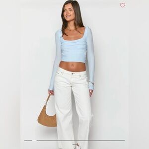 BB exclusive Clara Star White Denim Low Rise Jeans